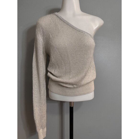 Forte Forte Shiny Metal Mohair One Shoulder Jumper In Silver XS - Picture 2 of 14